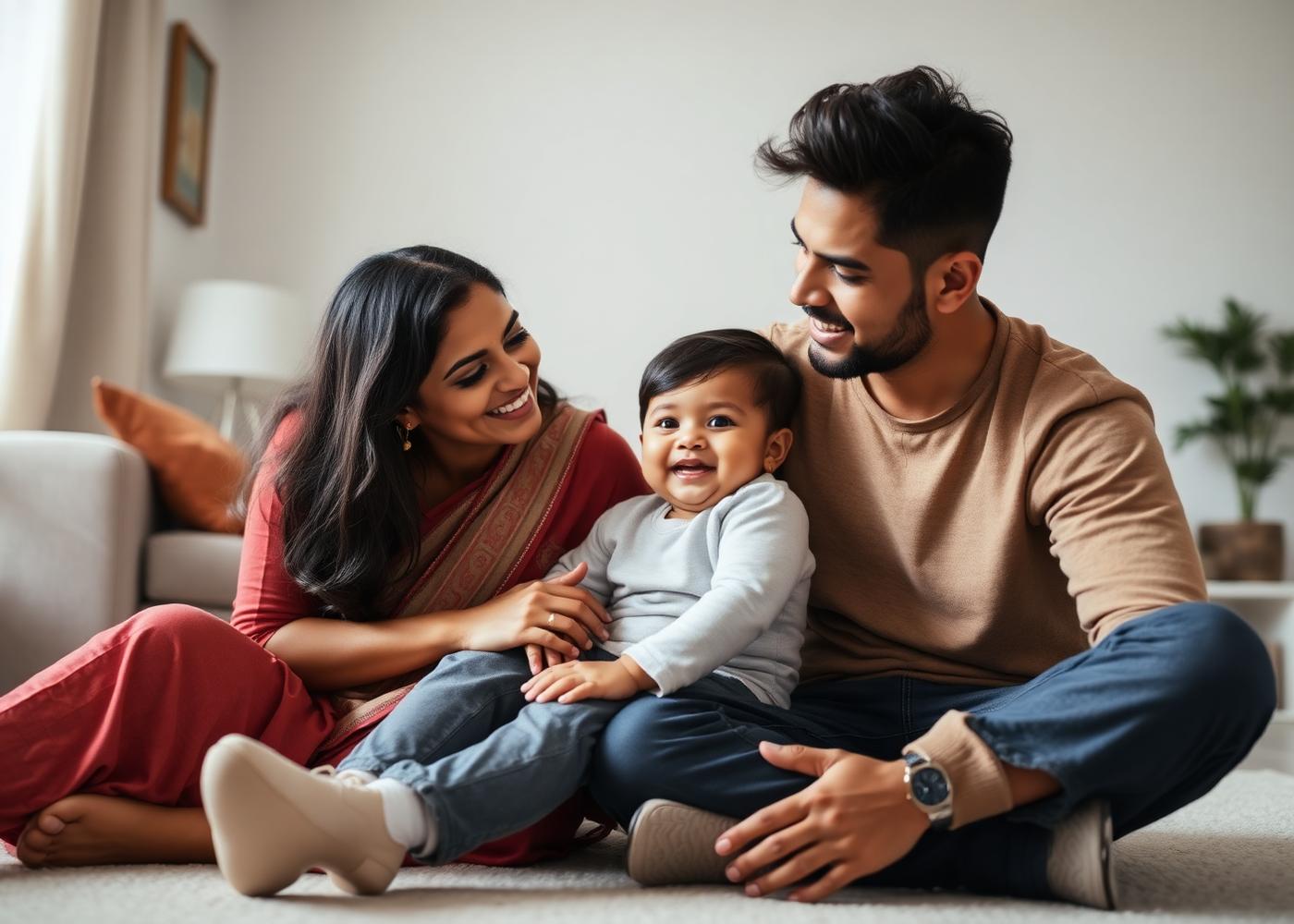 A hopeful Indian family together